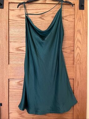 Motel Rocks Teal Green Satin Cowl Slip Camisole